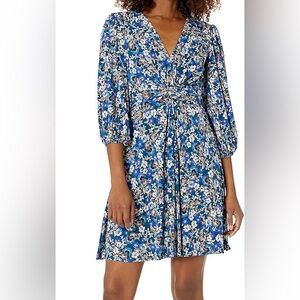 NWT Vince Camuto - Teal Twist Front Mini Dress, size 8